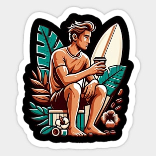 Coffee Surfer Sticker